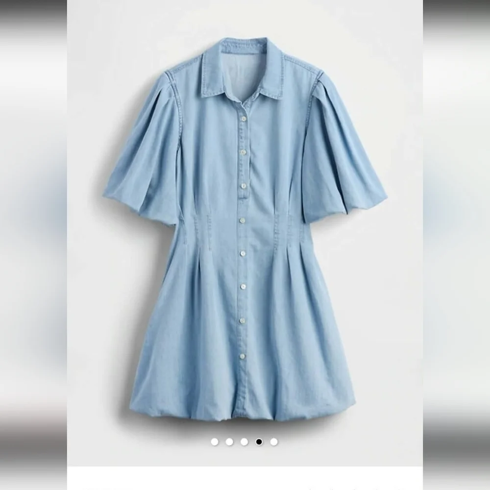 NWT GAP Light Blue Button-Up Mini Dress - Picture 1 of 10